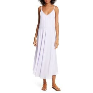 Vince Double Layer Dress Sleeveless V-Neck Crepe Slip Midi Pale Iris Size Small